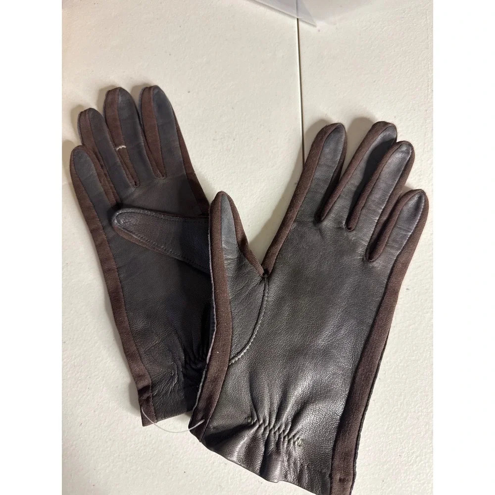 Koala Vintage Brown Leather Gloves Two Tone Made in USA Classic Dress